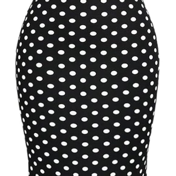 Women's Polka Dot Fishtail Maxi Dress with Ruched Bust Frill Trim - Picture 1 of 5